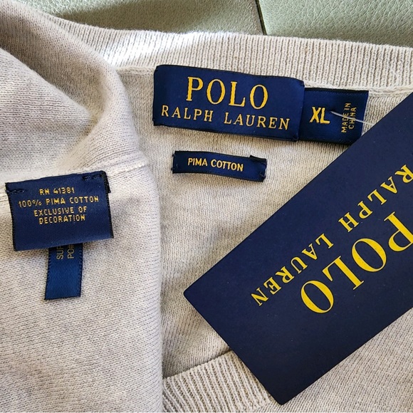 POLO RALPH LAUREN COTTON V-neck SWEATER sz XL - Picture 5 of 5